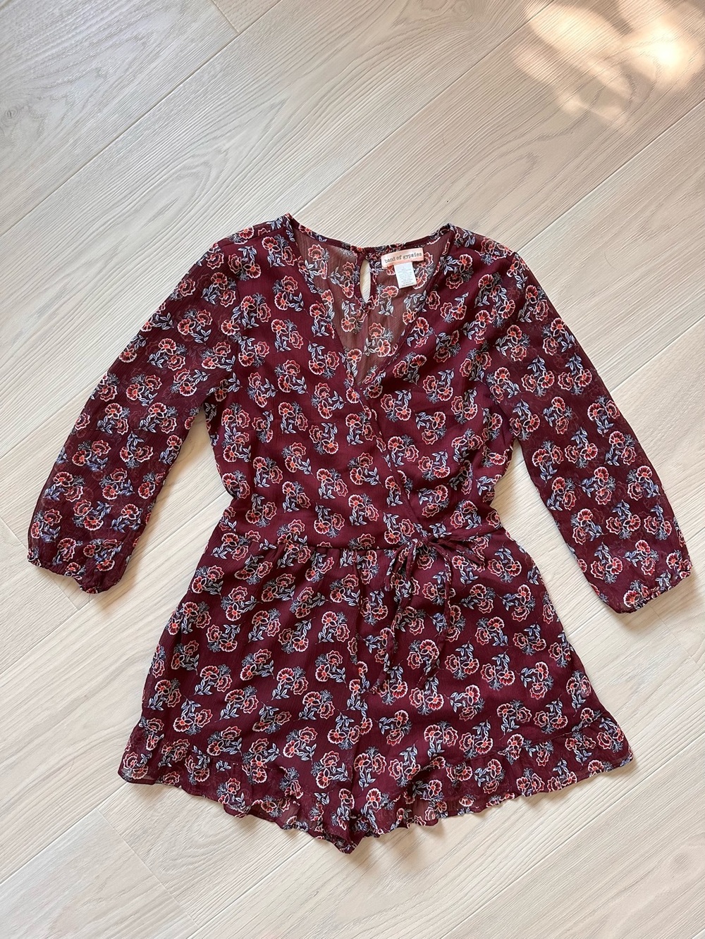 Band of Gypsies Burgundy Floral Romper